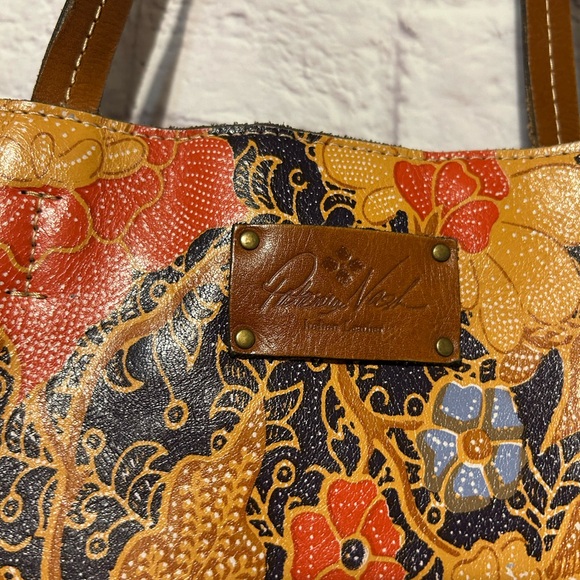 Patricia Nash Exotic Island Gold Leather Floral Tote Bag - Picture 3 of 13